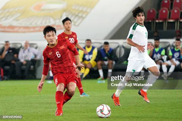 Luong Xuan Truong of Vietnam in action during the AFC Asian Cup Group D match between Iraq and Vietnam at Zayed Sports City Stadium on January 08,...