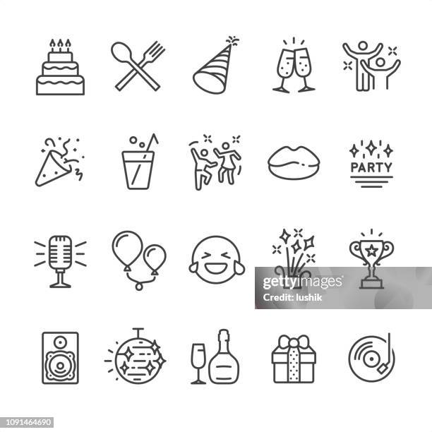 ilustraciones, imágenes clip art, dibujos animados e iconos de stock de iconos de fiesta - sombrero de fiesta