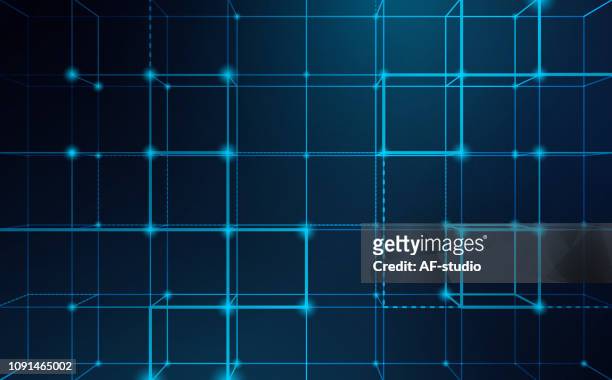 abstract blockchain network background - square composition stock illustrations