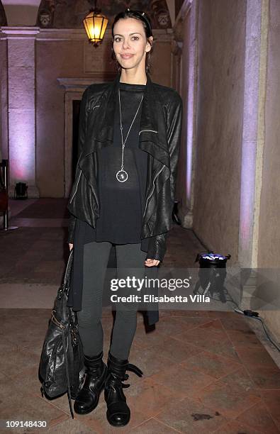 Virginie Marsan attends the "Percorso Di Lavoro" photography exhibition cocktail party held at Chiostro Del Bramante on February 15, 2011 in Rome,...