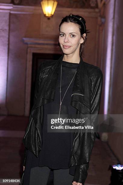 Virginie Marsan attends the "Percorso Di Lavoro" photography exhibition cocktail party held at Chiostro Del Bramante on February 15, 2011 in Rome,...