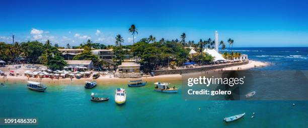 wide panoramic view on coast of praia do forte - forte beach stock pictures, royalty-free photos & images