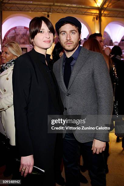 Alessandro Roja and his girlfriend attend the 'Percorso Di Lavoro' photography exhibition cocktail party held at Chiostro Del Bramante on February...
