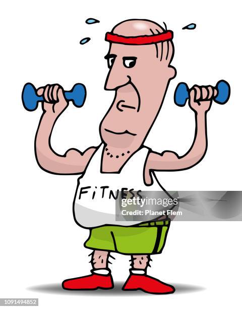 fitness for old timers - elderly exercising stock illustrations