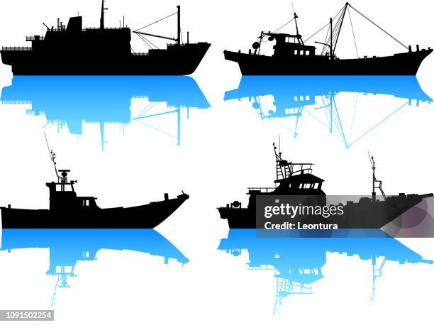 boats - commercial fishing boat stock illustrations