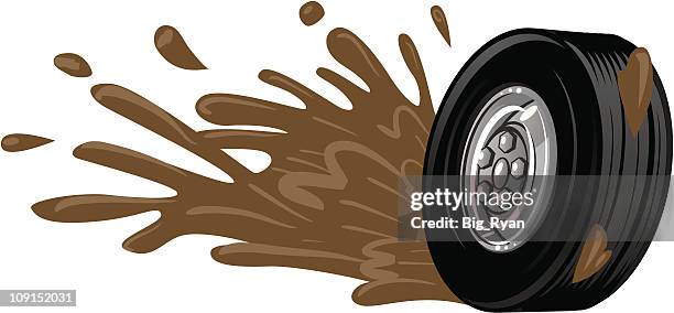 mud tire - car mud splash stock illustrations