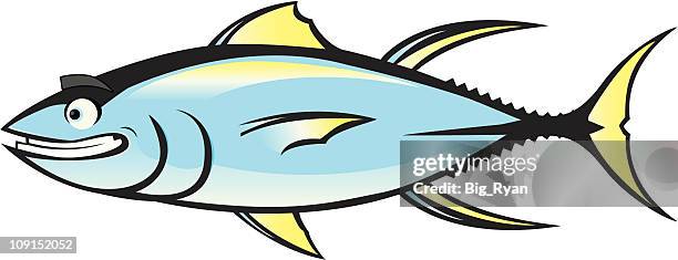 ilustraciones, imágenes clip art, dibujos animados e iconos de stock de feliz atún - bonito del norte