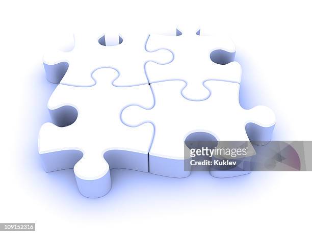 white puzzle - puzzle 4 puzzle pieces stock pictures, royalty-free photos & images