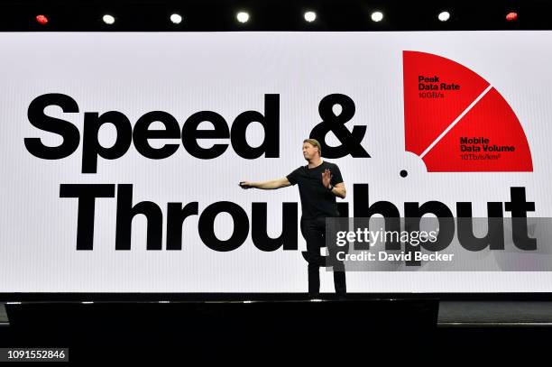 Verizon CEO Hans Vestberg delivers a keynote address at CES 2019 at The Venetian Las Vegas on January 8, 2019 in Las Vegas, Nevada. CES, the world's...