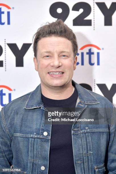 Chef Jamie Oliver poses before discussing his new cookbook "5 Ingredients: Quick And Easy Food" at 92nd Street Y on January 08, 2019 in New York City.