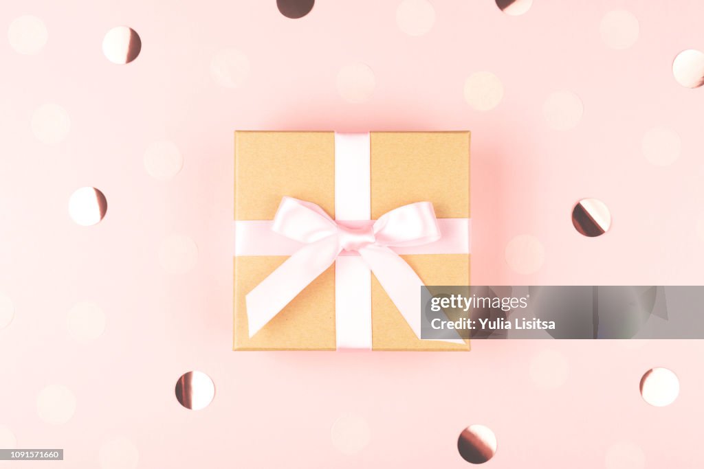 Gift box and confetti