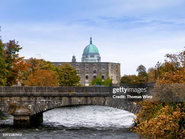 galway cathedral and river corrib - galway stock pictures, royalty-free photos & images