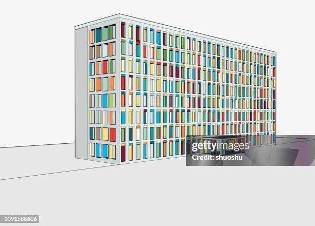 art illustration of modern architecture - architecture model stock illustrations