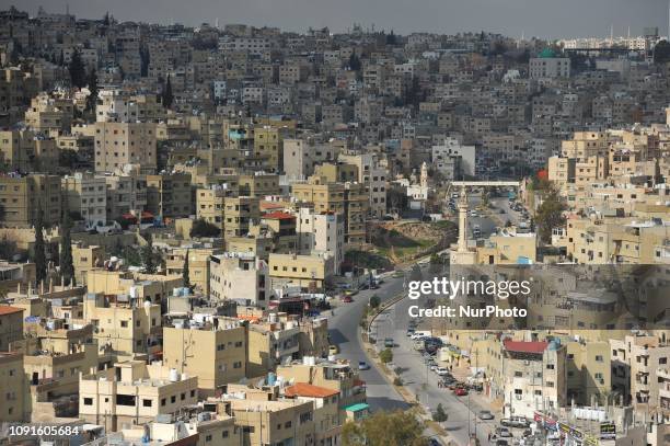 View of the Jordanian capital from the Amman Citadel historical site. On Wednesday, January 30 in Amman, Jordan.