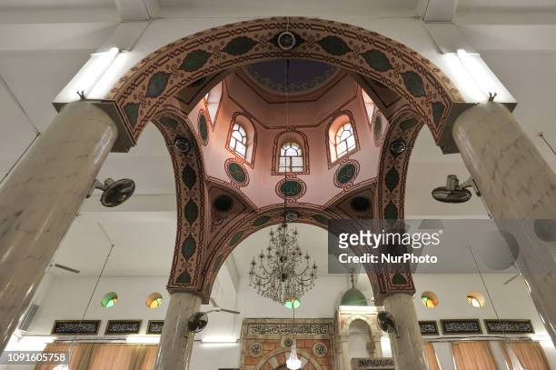 An inside view of the Mosque of Faculty of Sharia located in the center of Amman. On Wednesday, January 30 in Amman, Jordan.