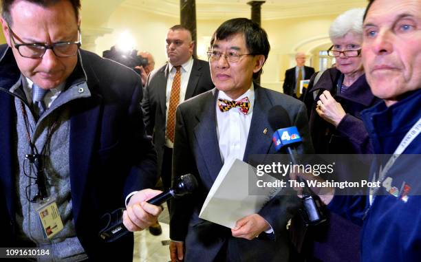 University of Maryland President Wallace D. Loh leaving the House Apporiations Committee hearing room on November 15, 2018 in Annapolis, Md.
