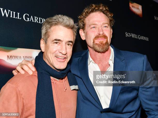 Actors Dermot Mulroney and Max Martini attend the premiere of Cinedigm Entertainment Group's "SGT. Will Gardner" at ArcLight Hollywood on January 08,...