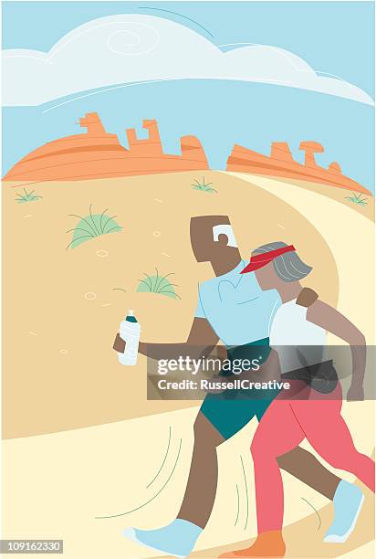 walking in the desert - power walking stock illustrations