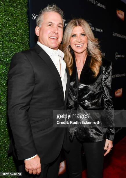 Laura Okmin and Mike Hagerty attend the premiere of Cinedigm Entertainment Group's "SGT. Will Gardner" at ArcLight Hollywood on January 08, 2019 in...
