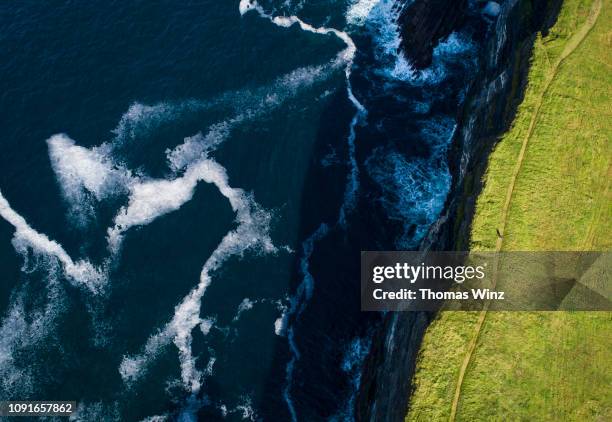 irish coastline aerial view - ocean cliff stock pictures, royalty-free photos & images