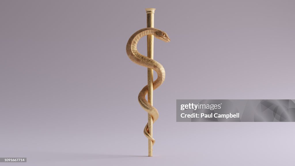 Medical Rod Gold Medical Serpent Symbol Rod Of Asclepius High-Res Stock Photo ...