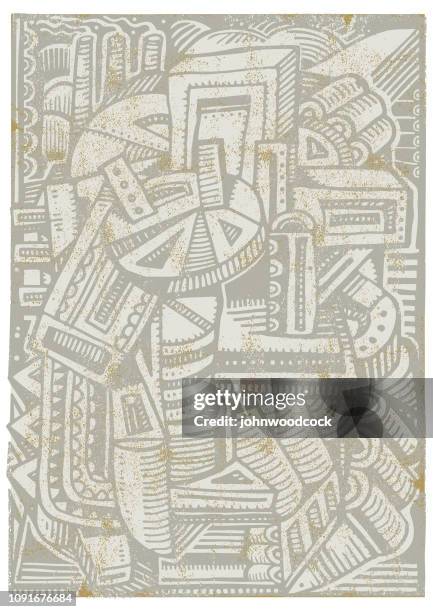pale grunge doodle - cubism stock illustrations
