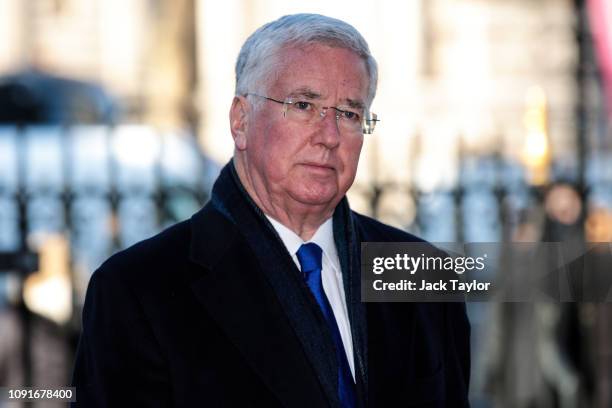 Former Defence Secretary Michael Fallon arrives for a memorial service for Conservative Peer Lord Carrington at Westminster Abbey on January 31, 2019...