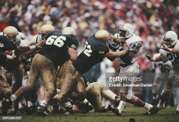 Bryan Flannery Defensive Lineman for the Penn State Nittany Lions and Tim Ryan Offensive Lineman for the Notre Dame Fighting Irish during their NCAA...