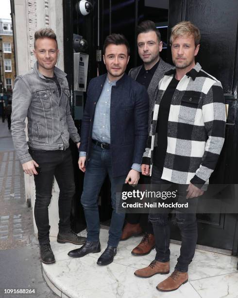 Nicky Byrne, Shane Filan, Markus Feehily and Kian Egan from Westlife seen arriving at Magic Radio to promote their new Greatest Hits album on January...