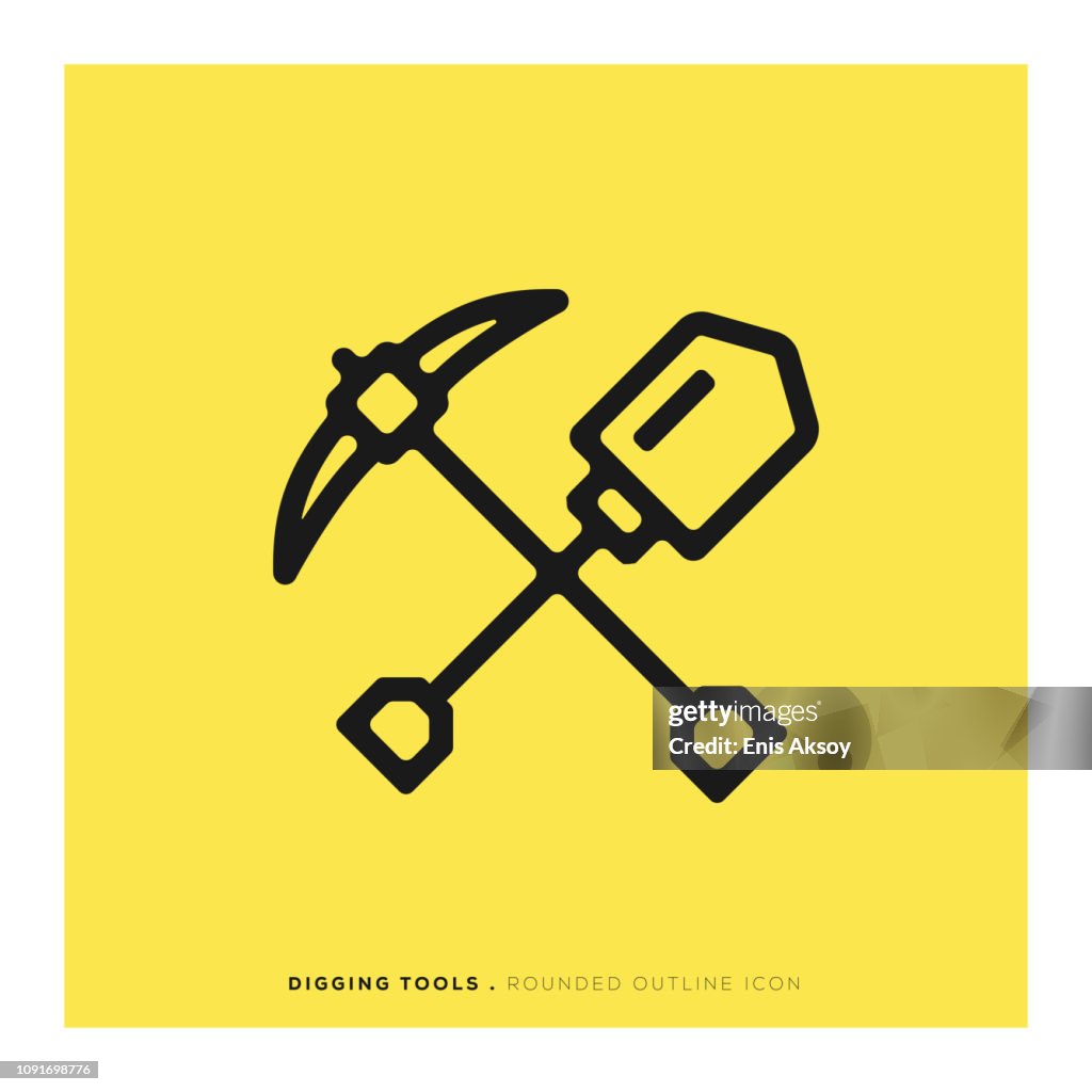 Digging Tools Rounded Line Icon