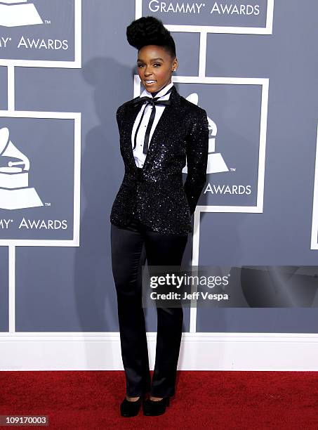 Janelle Monae arrives at The 53rd Annual GRAMMY Awards held at Staples Center on February 13, 2011 in Los Angeles, California.