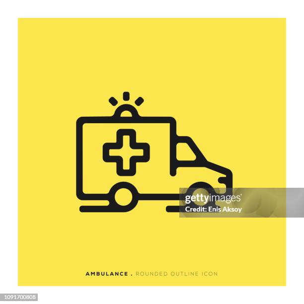 ambulance rounded line icon - ambulance driving stock illustrations
