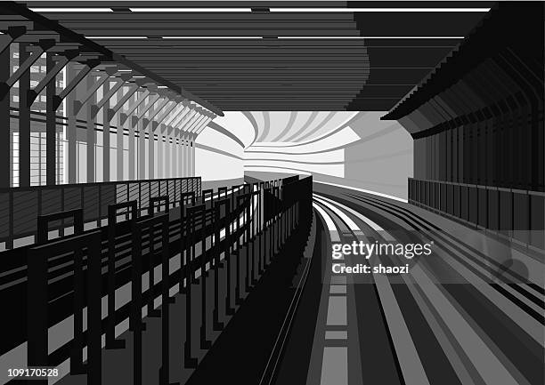 rail transit in city - paris metro stock illustrations