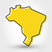 yellow outline map of Brazil