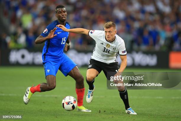 July 2016 - UEFA EURO 2016 - Semi Final - Germany v France - Paul Pogba of France in action with Toni Kroos of Germany - .