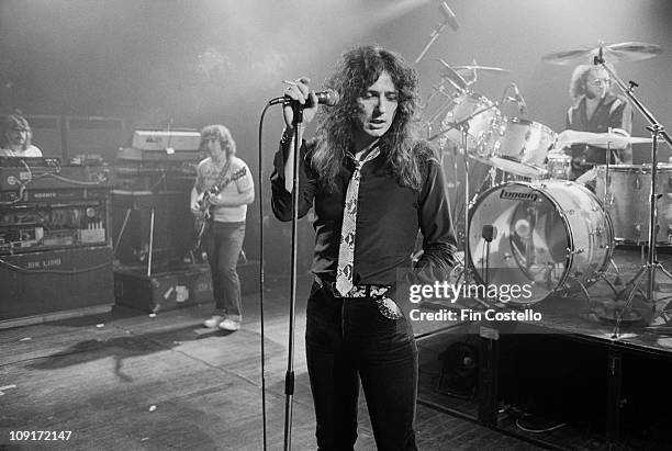 Whitesnake perform live on stage at the Rainbow Theatre in Finsbury Park, London in March 1981. L-R Jon Lord, Bernie Marsden, David Coverdale, Ian...