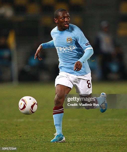 Shaun Wright-Phillips of Manchester City in action during the first leg round of 32 Europa League match between Aris Saloniki and Manchester City at...