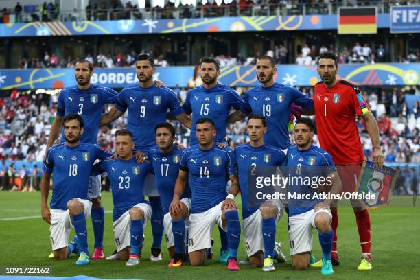 July 2016 - UEFA EURO 2016 - Quarter Final - Germany v Italy - The Italy Starting lineup Giorgio Chiellini, Graziano Pelle, Andrea Barzagli, Leonardo...