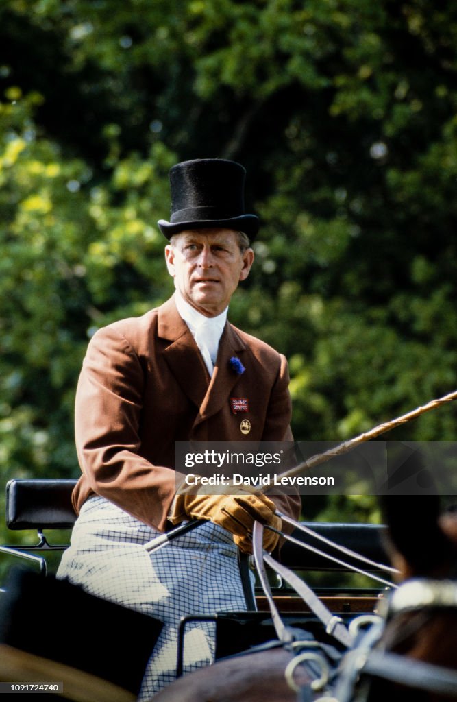 Prince Philip competes in the Carriage Driving section at the Windsor Horse Show