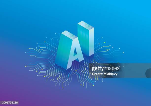 illustrazioni stock, clip art, cartoni animati e icone di tendenza di processore di intelligenza artificiale - intelligenza artificiale