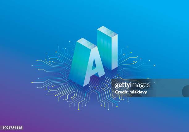 artificial intelligence processor - cpu stock illustrations