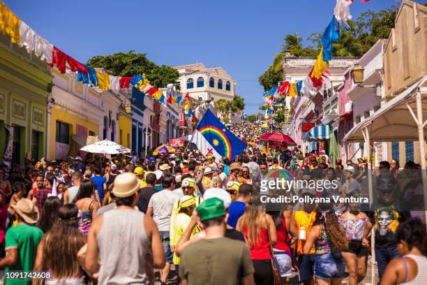 street carnival in olinda city - olinda stock pictures, royalty-free photos & images