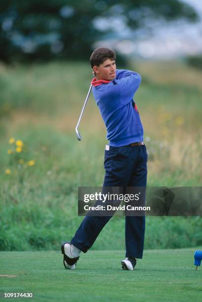 Irish golfer Padraig Harrington of Great Britain and Ireland, during the Walker Cup at Portmarnock Golf Club, Ireland, 6th September 1991.