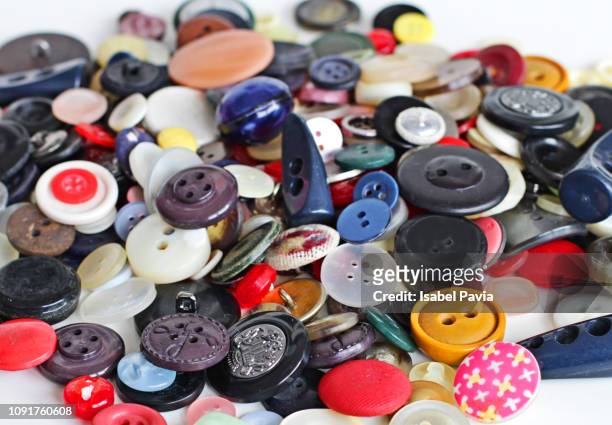 assorted buttons - bottone articoli di merceria foto e immagini stock