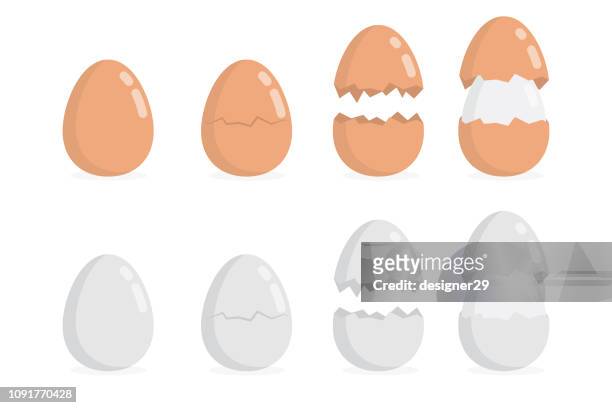 ilustraciones, imágenes clip art, dibujos animados e iconos de stock de ilustración de huevo sobre fondo blanco y diseño plano. - huevo comida básica