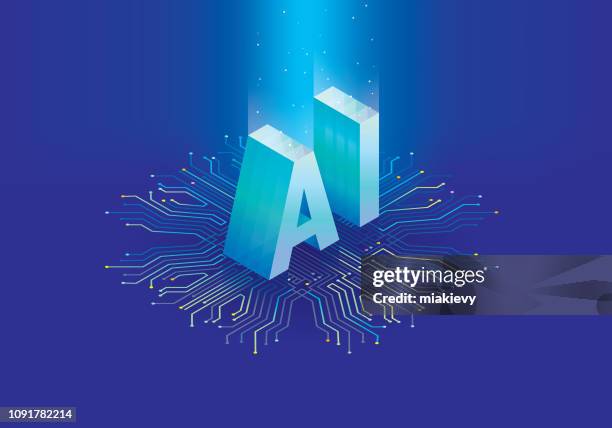 künstliche intelligenz-chip - artificial intelligence stock-grafiken, -clipart, -cartoons und -symbole