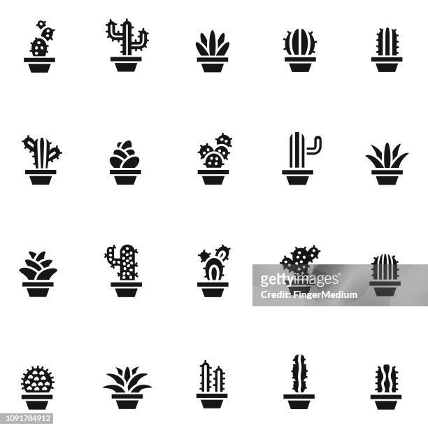cactus symbole - sukkulente stock-grafiken, -clipart, -cartoons und -symbole