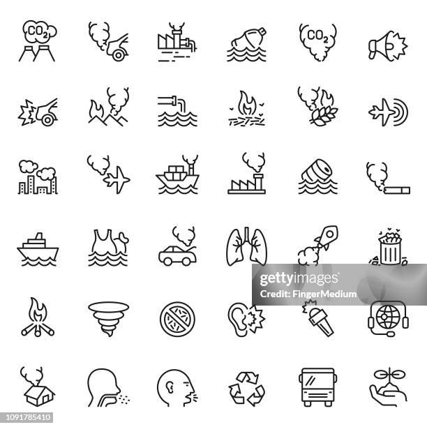 umweltverschmutzung icon-set - wasserverschmutzung stock-grafiken, -clipart, -cartoons und -symbole