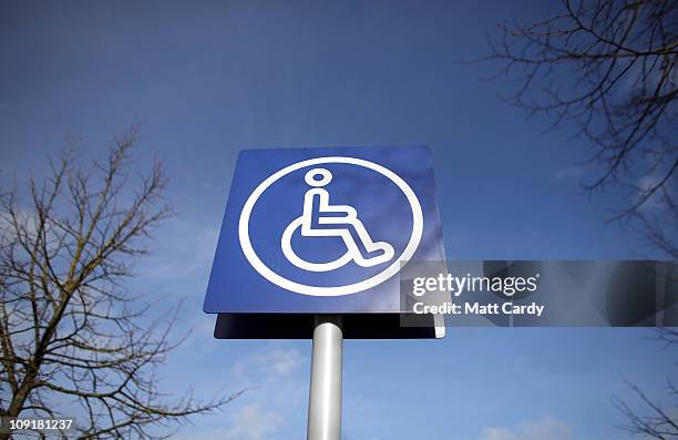 Sign is displayed above a disabled car parking bay on February 16, 2011 in Bath, England. The government is currently considering a range of measures...