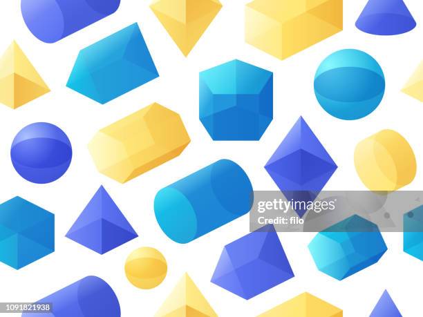 ilustrações de stock, clip art, desenhos animados e ícones de seamless 3d geometric shapes - cilindro formas geométricas